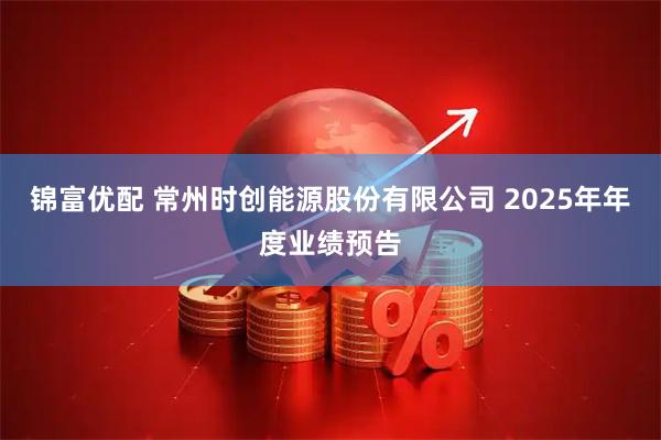 锦富优配 常州时创能源股份有限公司 2025年年度业绩预告